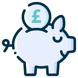 Piggy bank with a coin