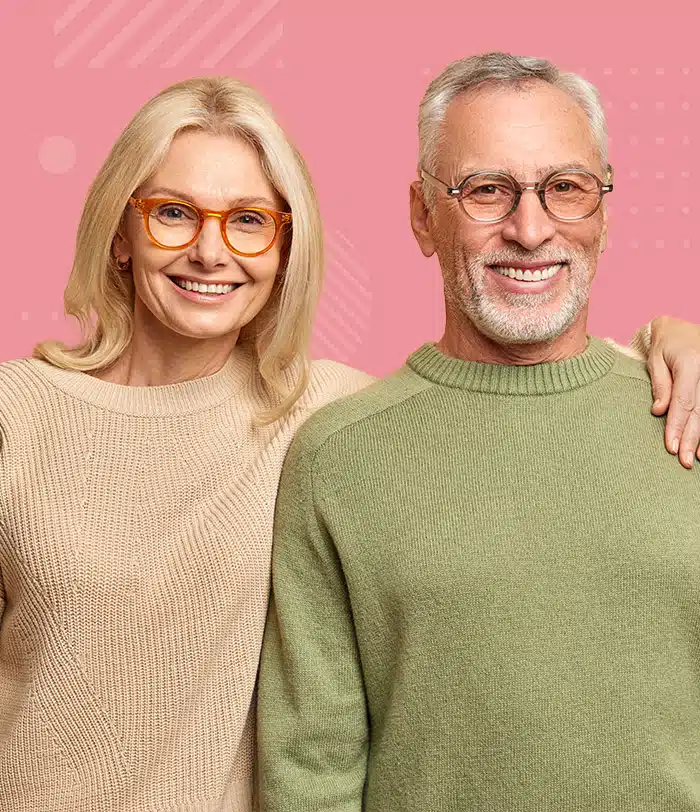 a couple wearing a pair of bifocal glasses