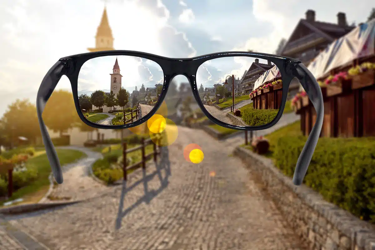 anti-glare glasses on a sunny day