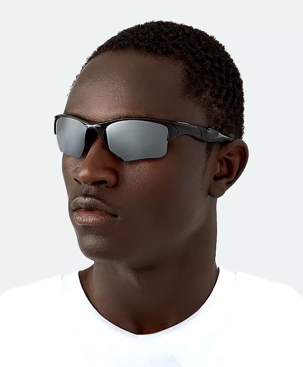 Man wearing Ray-Ban Aviators with dark lenses