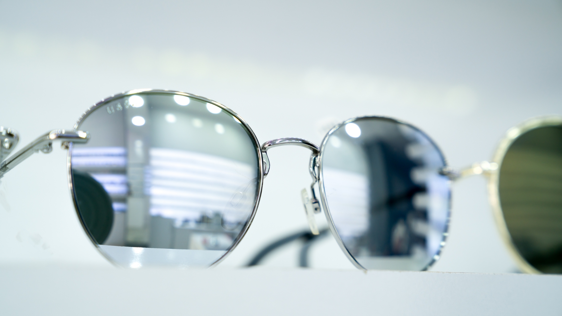 close up of some glasses with mirror lens 