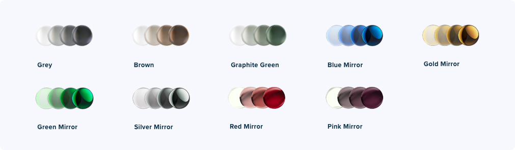 Image showing different lens colours for Transitions® XTRActive®