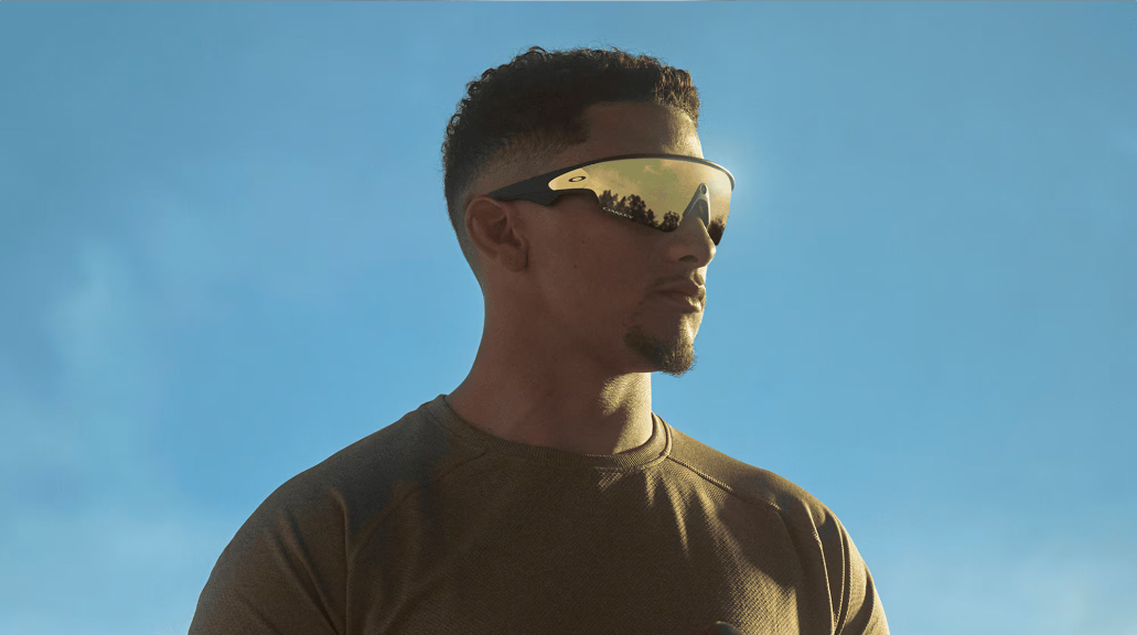 Man wearing Oakley Meta Vanguard glasses