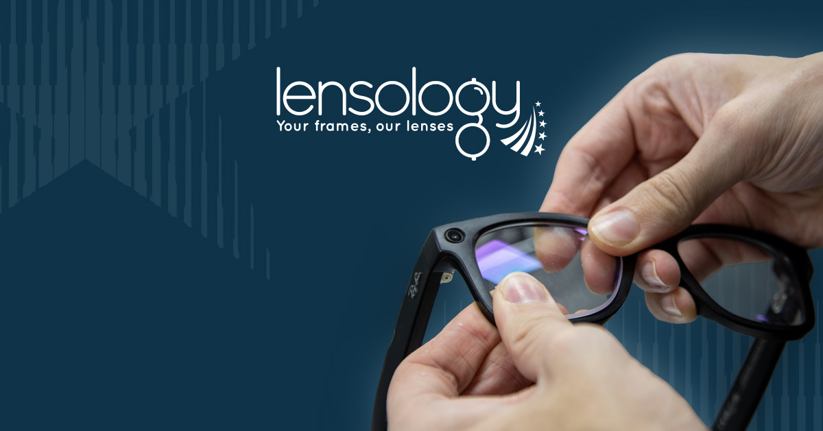 A prescription lens being fitted into a Ray-Ban Meta frame at the Lensology lab